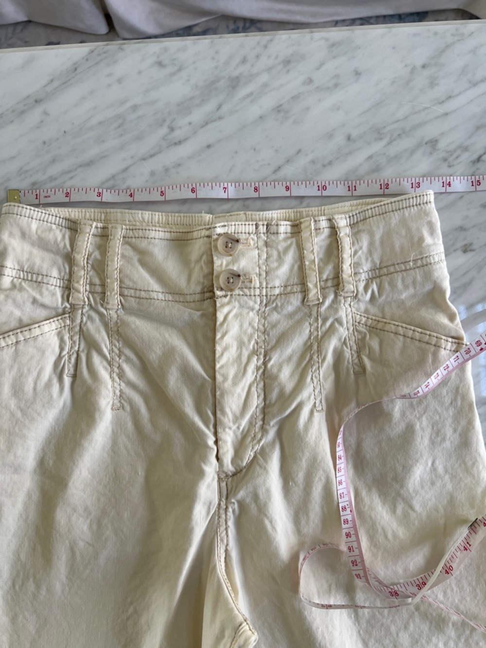 Anthropologie Cream High-Rise Button-Front Chino Pants - Picture 6 of 12